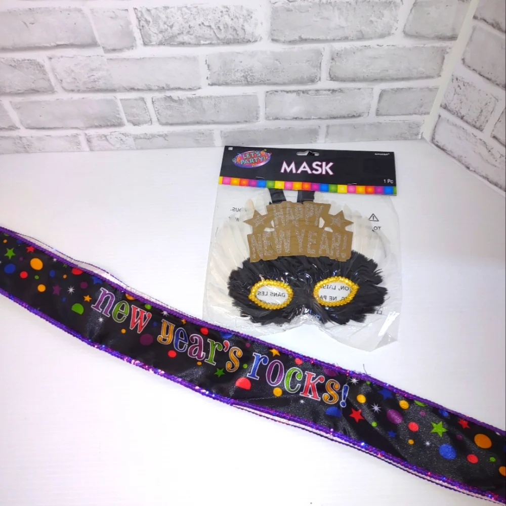 New Years, Sash and Feather Mask